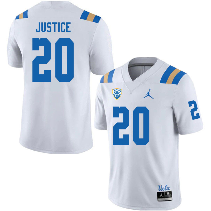 Jordan Brand Men-Youth #20 DJ Justice UCLA Bruins College Football Jerseys Sale-White